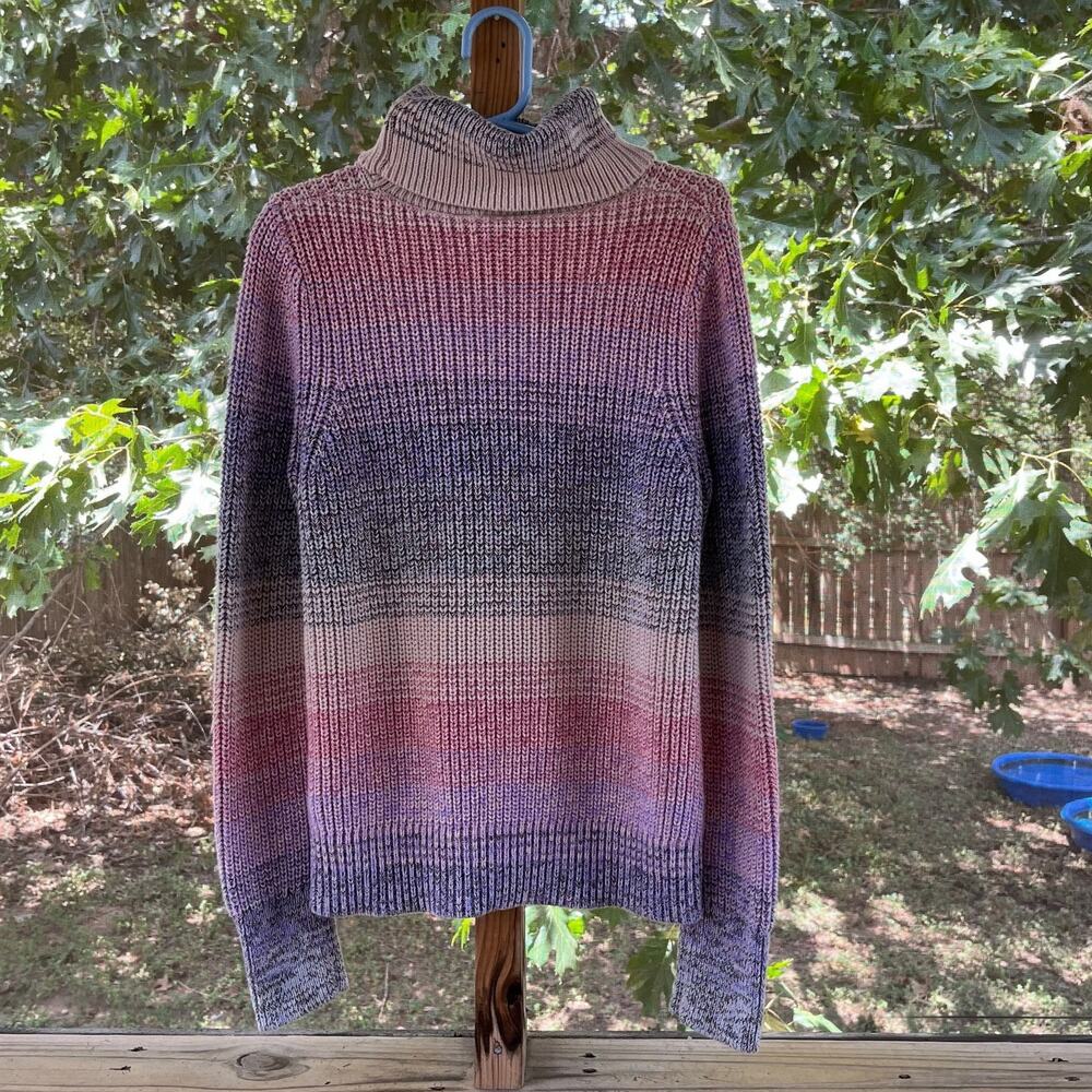 Gap Women's Marled Cotton Turtleneck Sweater Colorful Stripe Size M